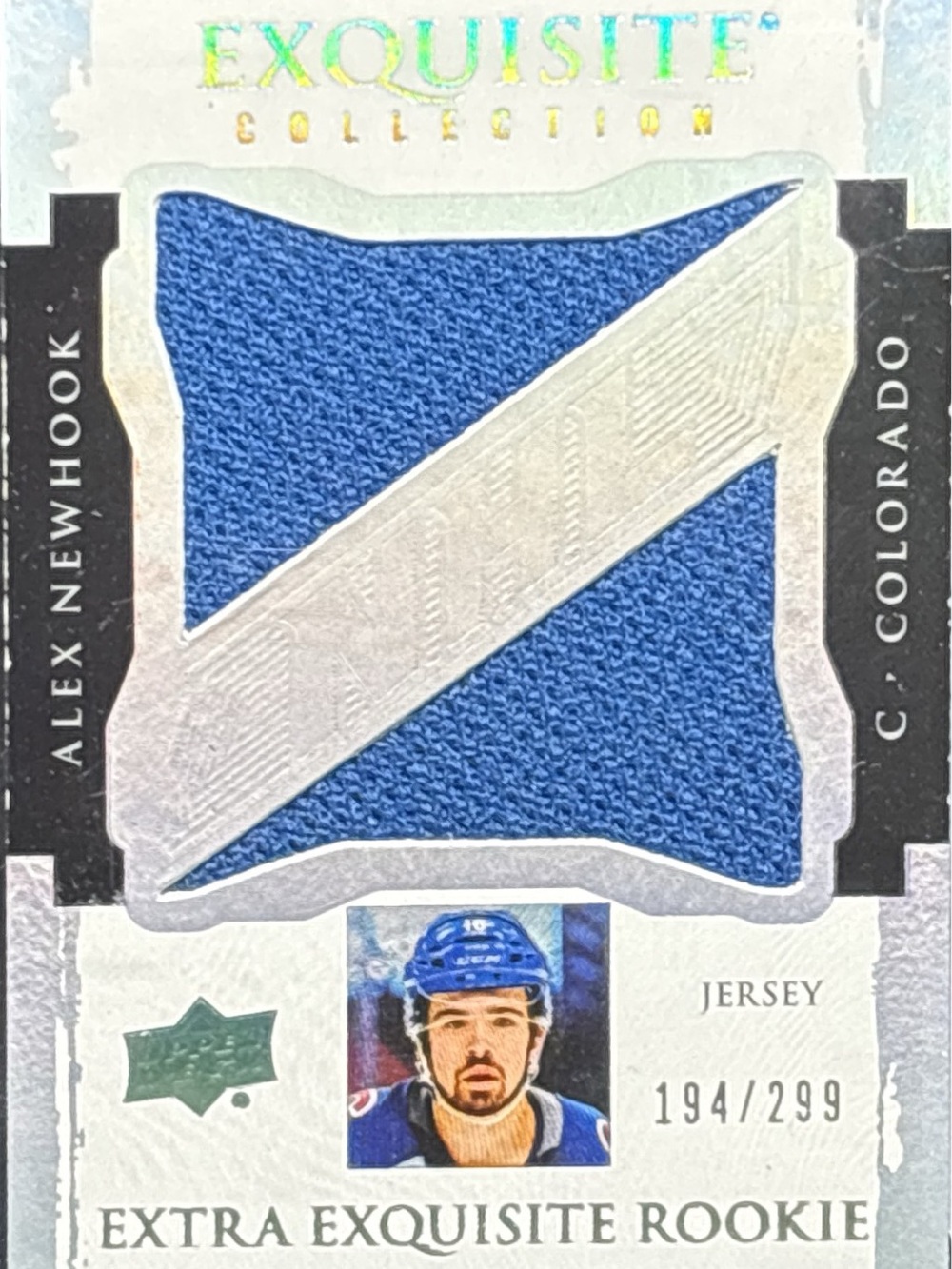 Upper Deck Alex Newhook Rookie Card - Exquisite Collection-Mem, LE 194/299